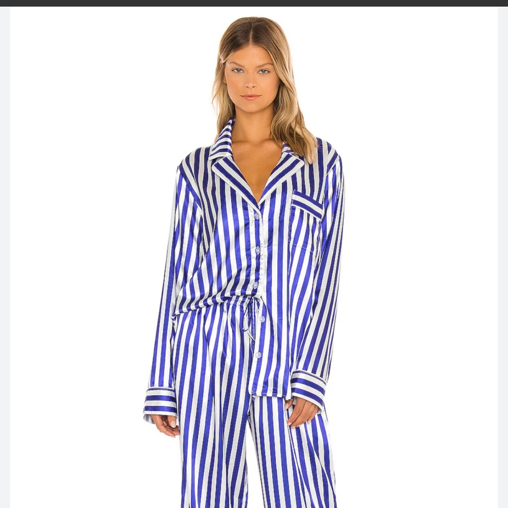 Show Me Your MuMu Blue and White Striped Pajama Set